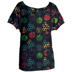 Apples Honey Honeycombs Pattern Women s Oversized T-shirt