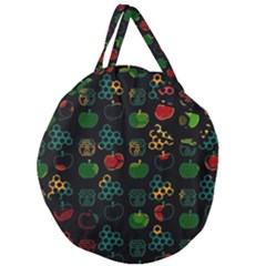 Apples Honey Honeycombs Pattern Giant Round Zipper Tote