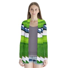 Golf Course Par Green Drape Collar Cardigan