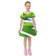 Golf Course Par Green Kids  Short Sleeve Velvet Dress by Sarkoni