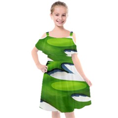 Golf Course Par Green Kids  Cut Out Shoulders Chiffon Dress by Sarkoni