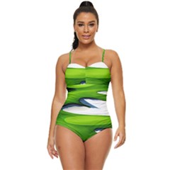 Golf Course Par Green Retro Full Coverage Swimsuit by Sarkoni