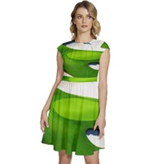 Golf Course Par Green Cap Sleeve High Waist Dress by Sarkoni