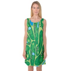 Golf Course Par Golf Course Green Sleeveless Satin Nightdress