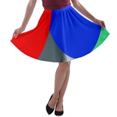 Abstract Circles, Art, Colorful, Colors, Desenho, Modern A-line Skater Skirt