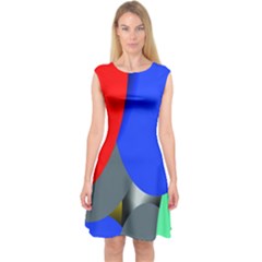 Abstract Circles, Art, Colorful, Colors, Desenho, Modern Capsleeve Midi Dress