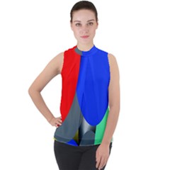 Abstract Circles, Art, Colorful, Colors, Desenho, Modern Mock Neck Chiffon Sleeveless Top