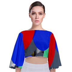 Abstract Circles, Art, Colorful, Colors, Desenho, Modern Tie Back Butterfly Sleeve Chiffon Top by nateshop