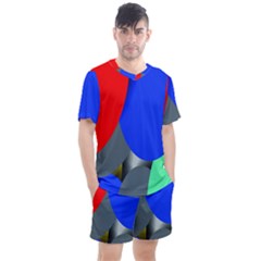 Abstract Circles, Art, Colorful, Colors, Desenho, Modern Men s Mesh T-Shirt and Shorts Set