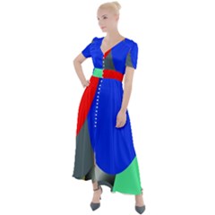 Abstract Circles, Art, Colorful, Colors, Desenho, Modern Button Up Short Sleeve Maxi Dress
