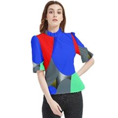 Abstract Circles, Art, Colorful, Colors, Desenho, Modern Frill Neck Blouse