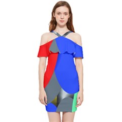 Abstract Circles, Art, Colorful, Colors, Desenho, Modern Shoulder Frill Bodycon Summer Dress