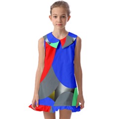 Abstract Circles, Art, Colorful, Colors, Desenho, Modern Kids  Pilgrim Collar Ruffle Hem Dress