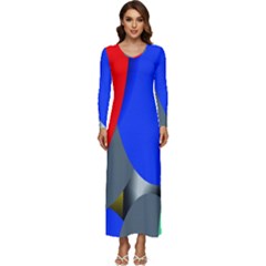 Abstract Circles, Art, Colorful, Colors, Desenho, Modern Long Sleeve Longline Maxi Dress by nateshop