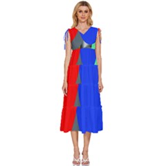 Abstract Circles, Art, Colorful, Colors, Desenho, Modern V-Neck Drawstring Shoulder Sleeveless Maxi Dress