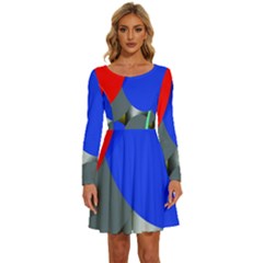 Abstract Circles, Art, Colorful, Colors, Desenho, Modern Long Sleeve Wide Neck Velvet Dress