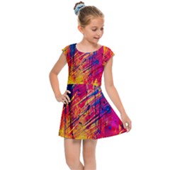 Abstract Design Calorful Kids  Cap Sleeve Dress