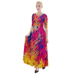 Abstract Design Calorful Half Sleeves Maxi Dress