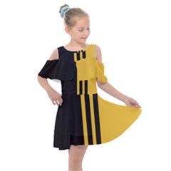 Abstract Design, Minimal, Abstract, Black, Desenho, Flat Kids  Shoulder Cutout Chiffon Dress by nateshop