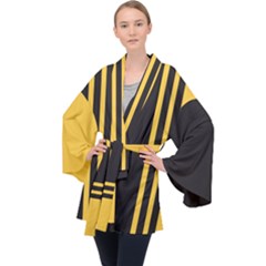 Abstract Design, Minimal, Abstract, Black, Desenho, Flat Long Sleeve Velvet Kimono  by nateshop