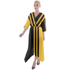 Abstract Design, Minimal, Abstract, Black, Desenho, Flat Quarter Sleeve Wrap Front Maxi Dress by nateshop