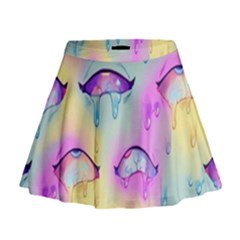 Ahegao, Anime, Pink Mini Flare Skirt by nateshop
