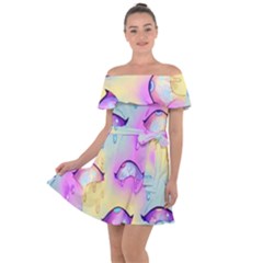 Ahegao, Anime, Pink Off Shoulder Velour Dress by nateshop