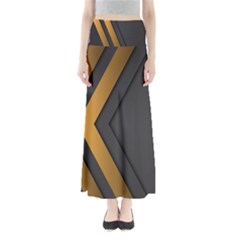 Black Gold Background, Golden Lines Background, Black Full Length Maxi Skirt by nateshop