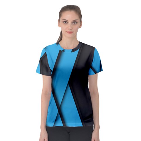 Blue Black Abstract Background, Geometric Background Women s Sport Mesh T-shirt by nateshop