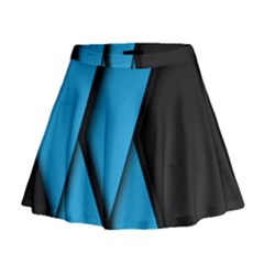 Blue Black Abstract Background, Geometric Background Mini Flare Skirt by nateshop
