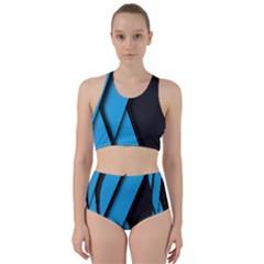 Blue Black Abstract Background, Geometric Background Racer Back Bikini Set by nateshop