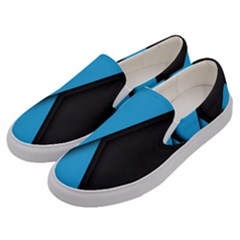 Blue Black Abstract Background, Geometric Background Men s Canvas Slip Ons by nateshop