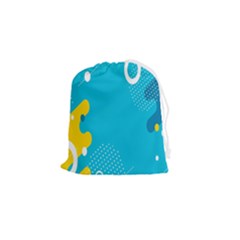 Blue Yellow Abstraction, Creative Backgroun Drawstring Pouch (small) by nateshop