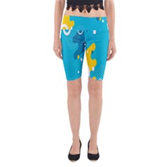 Blue Yellow Abstraction, Creative Backgroun Yoga Cropped Leggings by nateshop