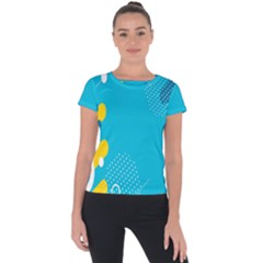 Blue Yellow Abstraction, Creative Backgroun Short Sleeve Sports Top  by nateshop