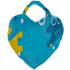 Blue Yellow Abstraction, Creative Backgroun Giant Heart Shaped Tote by nateshop