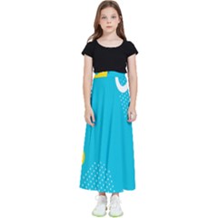 Blue Yellow Abstraction, Creative Backgroun Kids  Flared Maxi Skirt by nateshop