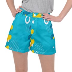 Blue Yellow Abstraction, Creative Backgroun Women s Ripstop Shorts by nateshop