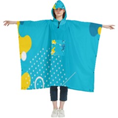 Blue Yellow Abstraction, Creative Backgroun Women s Hooded Rain Ponchos by nateshop