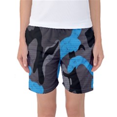 Blue, Abstract, Black, Desenho, Grey Shapes, Texture Women s Basketball Shorts by nateshop