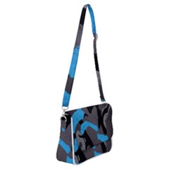 Blue, Abstract, Black, Desenho, Grey Shapes, Texture Shoulder Bag With Back Zipper by nateshop