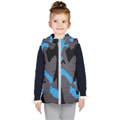 Blue, Abstract, Black, Desenho, Grey Shapes, Texture Kids  Hooded Puffer Vest by nateshop