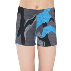 Blue, Abstract, Black, Desenho, Grey Shapes, Texture Kids  Sports Shorts by nateshop