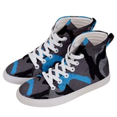 Blue, Abstract, Black, Desenho, Grey Shapes, Texture Women s Hi-top Skate Sneakers by nateshop