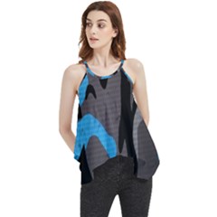 Blue, Abstract, Black, Desenho, Grey Shapes, Texture Flowy Camisole Tank Top by nateshop