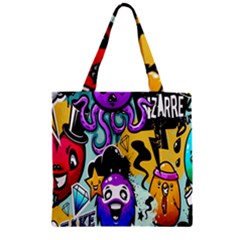 Cartoon Graffiti, Art, Black, Colorful, Wallpaper Zipper Grocery Tote Bag by nateshop