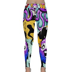 Cartoon Graffiti, Art, Black, Colorful, Wallpaper Classic Yoga Leggings by nateshop