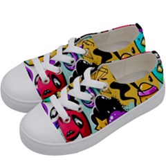 Cartoon Graffiti, Art, Black, Colorful, Wallpaper Kids  Low Top Canvas Sneakers by nateshop