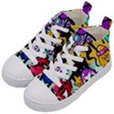 Cartoon Graffiti, Art, Black, Colorful, Wallpaper Kids  Mid-Top Canvas Sneakers View2