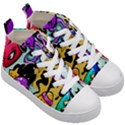 Cartoon Graffiti, Art, Black, Colorful, Wallpaper Kids  Mid-Top Canvas Sneakers View3